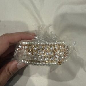 Source Unknown Gold and Silver Pearl Bracelet